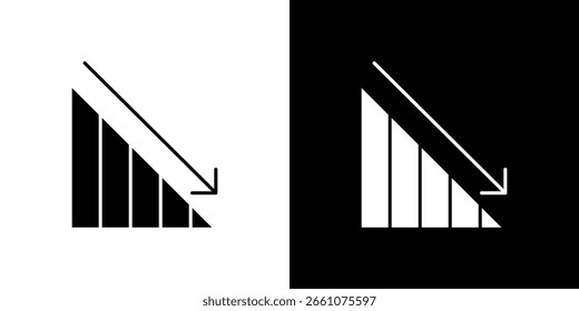 Colección de símbolo de ícono de gráfico de reducción. Vector plano ilustración de stock.