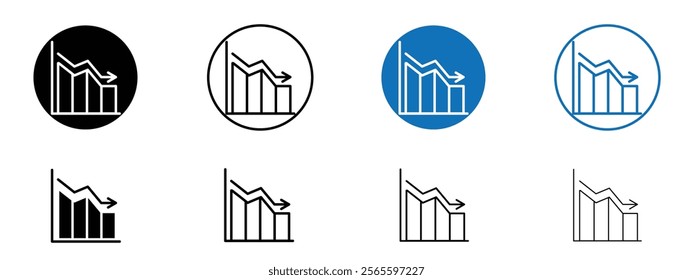 Reduction chart icons in black and blue colors