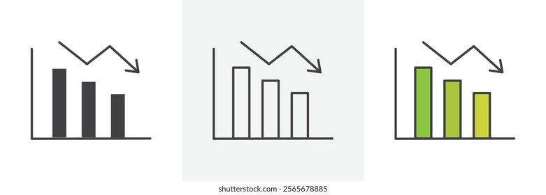 Reduction chart icons in black and colored versions