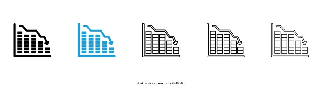 Reduction chart icons in filled and 3 stroke weights