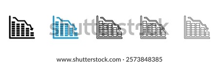 Reduction chart icons in filled and 3 stroke weights