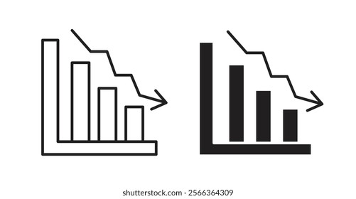 Reduction chart icons in line stroke and flat versions