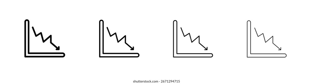 Symbole der Verkleinerungsdiagramme. Linienstriche einfache Symbole