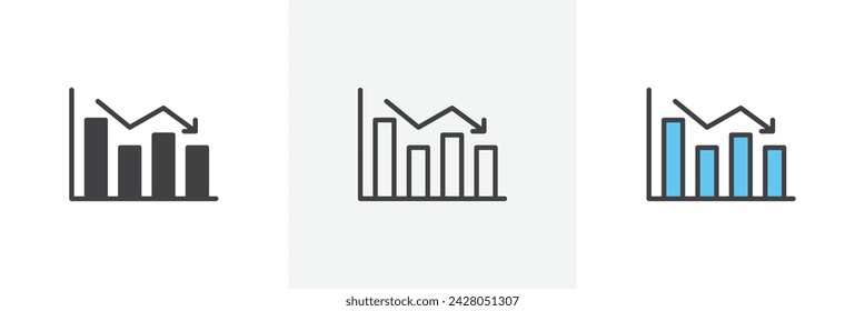 Reduction Chart Isolated Line Icon Style Design. Simple Vector Illustration