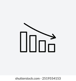 Ícone de vetor de linha de gráfico de redução. EPS 10