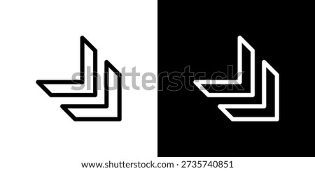 Reduction and closing operation icon of double arrows facing downright (vector)