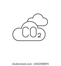 Reduction of CO2 linear icon, cloud of traffic fumes editable stroke symbol, reduction of exhaust gases, vector outline sign.