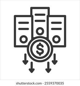 Reduction Cost Outline Icon Vector Illustration