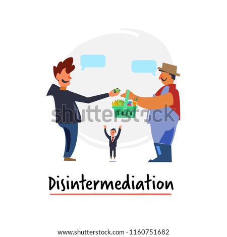 Reduction free agreement, flat icon disintermediation - vector illustration
