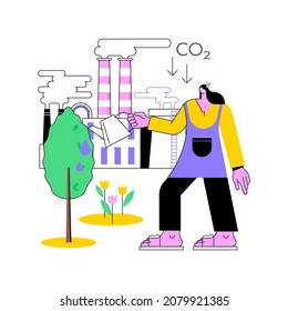 Reduction of gas emissions abstract concept vector illustration. Co2 reduction program, zero carbon footprint, reduce greenhouse gas, international measures, industrial emission abstract metaphor.