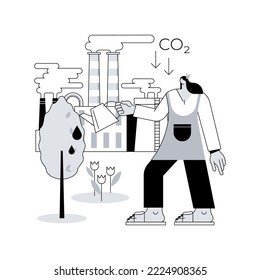 Reduction of gas emissions abstract concept vector illustration. Co2 reduction program, zero carbon footprint, reduce greenhouse gas, international measures, industrial emission abstract metaphor.