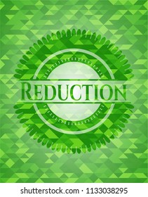 Reduction green emblem. Mosaic background