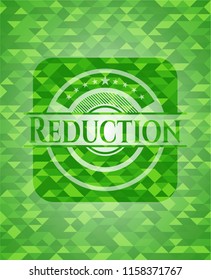 Reduction green emblem with triangle mosaic background