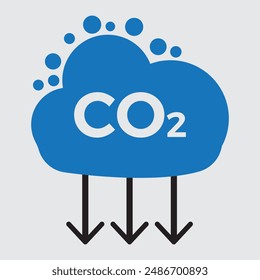 Reduction Greenhouse CO2 with Cloud Emission Line and Silhouette Icon Set. Carbon Dioxide Pollution in Air. Co2 emission cloud icon, vector illustration, 11:11