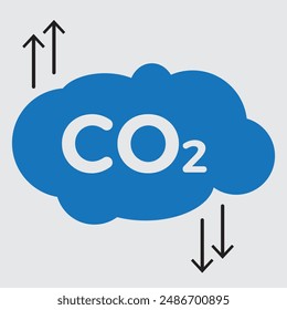 Reduction Greenhouse CO2 with Cloud Emission Line and Silhouette Icon Set. Carbon Dioxide Pollution in Air. Co2 emission cloud icon, vector illustration, 11:11