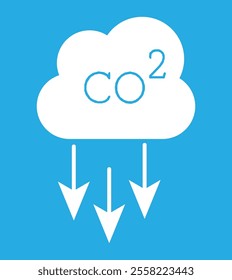 Reduction Greenhouse CO2 with Cloud Emission Line and Silhouette Icon. vector eps10