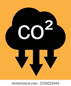 Reduction Greenhouse CO2 with Cloud Emission Line and Silhouette Icon. vector eps10