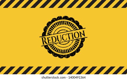 Reduction grunge warning sign emblem. Vector Illustration. Detailed.