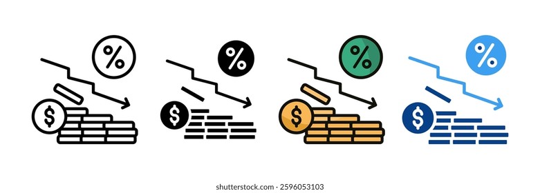 Reduction Icon Set Multiple Style Collection