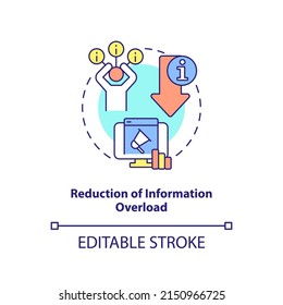 Reduction of information overload concept icon. Role of information industry abstract idea thin line illustration. Isolated outline drawing. Editable stroke. Arial, Myriad Pro-Bold fonts used