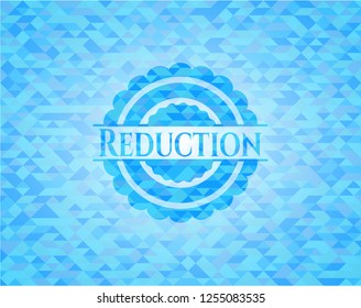 Reduction light blue emblem with mosaic background