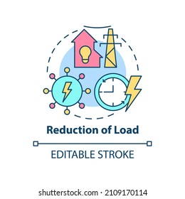 Reduction of load concept icon. Applications of smart grid abstract idea thin line illustration. Isolated outline drawing. Editable stroke. Roboto-Medium, Myriad Pro-Bold fonts used