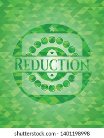 Reduction realistic green emblem. Mosaic background. Vector Illustration. Detailed.