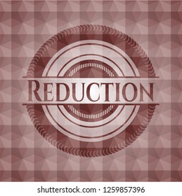 Reduction red seamless emblem or badge with abstract geometric pattern background.