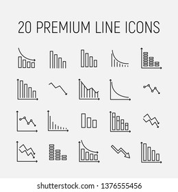 Reduction related vector icon set. Well-crafted sign in thin line style with editable stroke. Vector symbols isolated on a white background. Simple pictograms