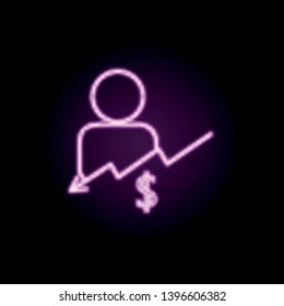 reduction salaries neon icon. Elements of bank set. Simple icon for websites, web design, mobile app, info graphics
