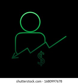 Icono de nolan de los salarios de reducción. Línea delgada simple, contorno vectorial de iconos bancarios para ui y ux, sitio web o aplicación móvil
