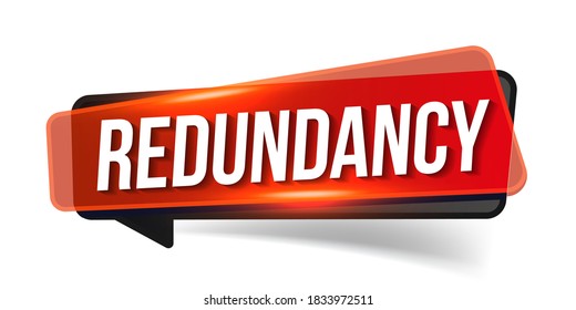 Redundancy red banner on white background
