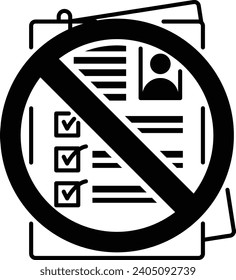 Redundant Applications Curriculum Vitae Ban concept, Candidate or Employee Policy Violations vector icon design, Unemployment symbol, Economic stagnation sign, financial crisis stock illustration