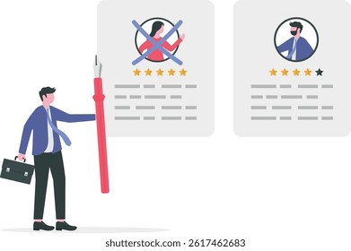 Redundant job, layoff staff or reduce head count, fired employee or worker, losing job from economic recession, dismiss or picking redundant staff concept, businessman HR choose redundancy employee.

