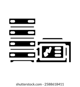 redundant power supply data center glyph icon vector. redundant power supply data center sign. isolated symbol illustration