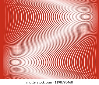 Red-white background with lines of different thickness. Halftone effect. Abstract pattern for design layouts, covers, Wallpapers, business cards. Scalable vector illustration
