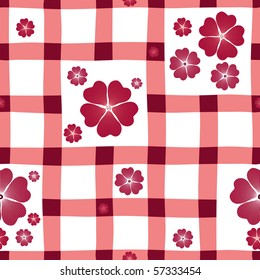 Red-white floral seamless pattern in a section (vector)
