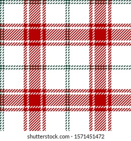 Red,White and Green tartan plaid Scottish seamless pattern.Christmas and New year concept.Vector illustration.Texture from tartan, plaid, tablecloths, clothes, shirts, dresses, paper, bedding,blanket.