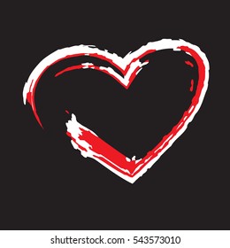 Red-white heart on a black background for St. Valentine's Day