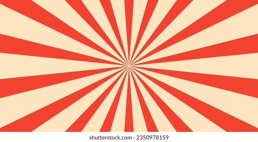 Red-white patterns background. Sun rays. Vector banner	
