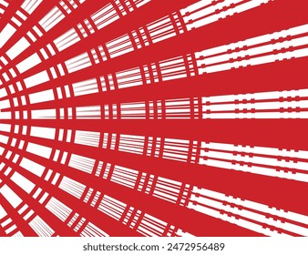 Fondo rojo-blanco del rayo en el lado izquierdo, fondo blanco y rojo difuso del patrón del sunburst, Vector.