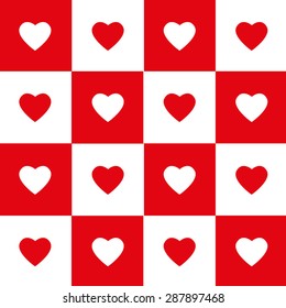 Red-white repeated hearts rag