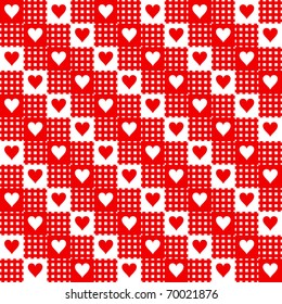 Red-white repeated hearts rag