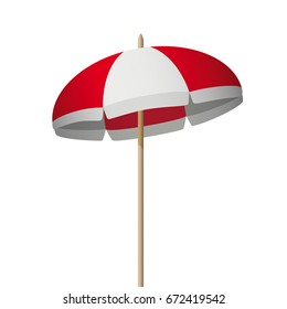Redwhite sunshade on the white background. Eps 10 vector file.