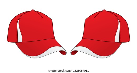 Red-White Trucker Cap Design on White Background, Vector File