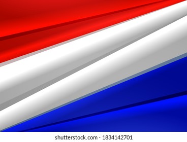 Red-white-blue background in the form of a flag for Netherlands or Croatia. Template for presentations, brochure covers or banners