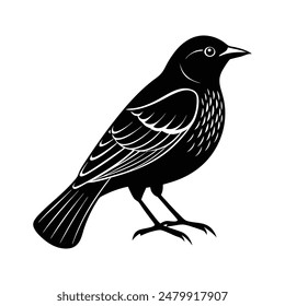 Red-Winged Blackbird Silhouette Vector Illustration