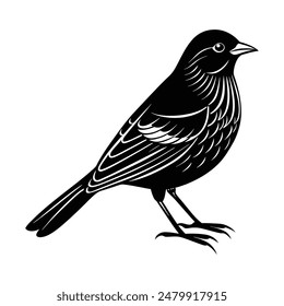 Red-Winged Blackbird Silhouette Vector Illustration