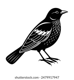 Red-Winged Blackbird Silhouette Vector Illustration