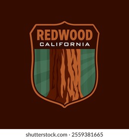 Redwood California Sequoia National park Badge patch Stickers logo Vector illustration